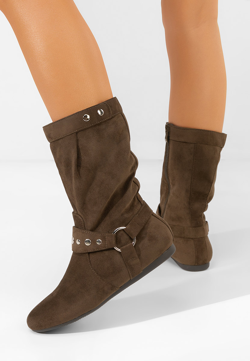 Khaki kozaki damskie Dakisa