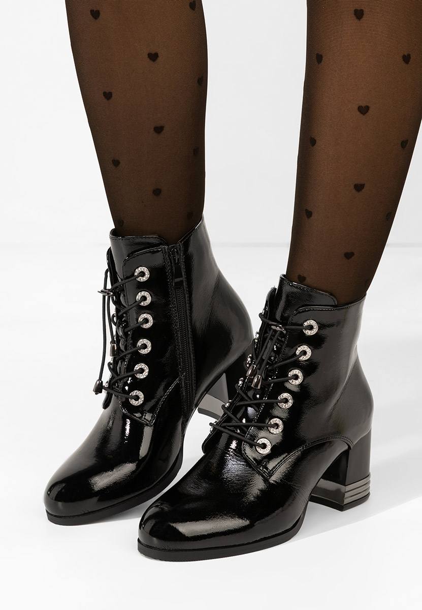 Czarne botki na słupku Takina