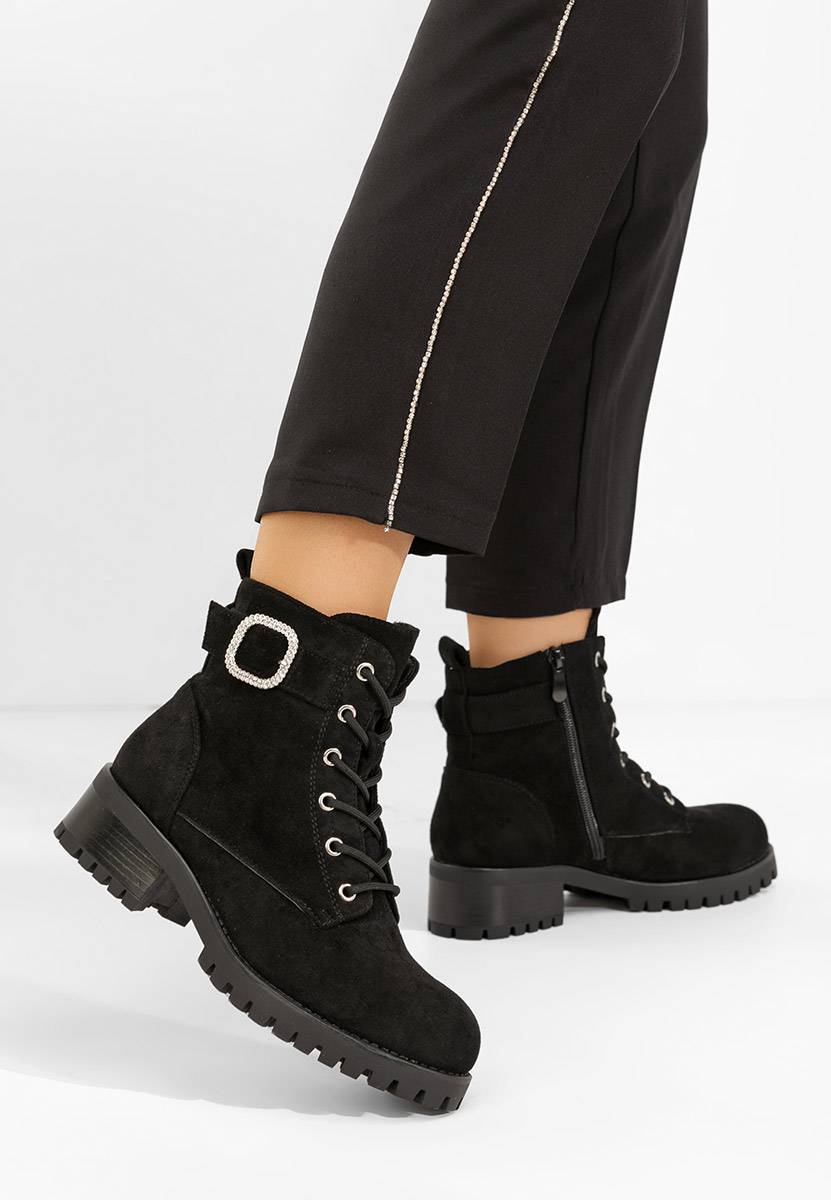 Czarne botki płaskie Garneta