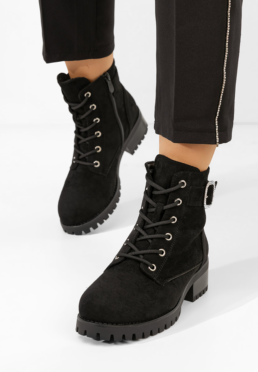 Czarne botki płaskie Garneta