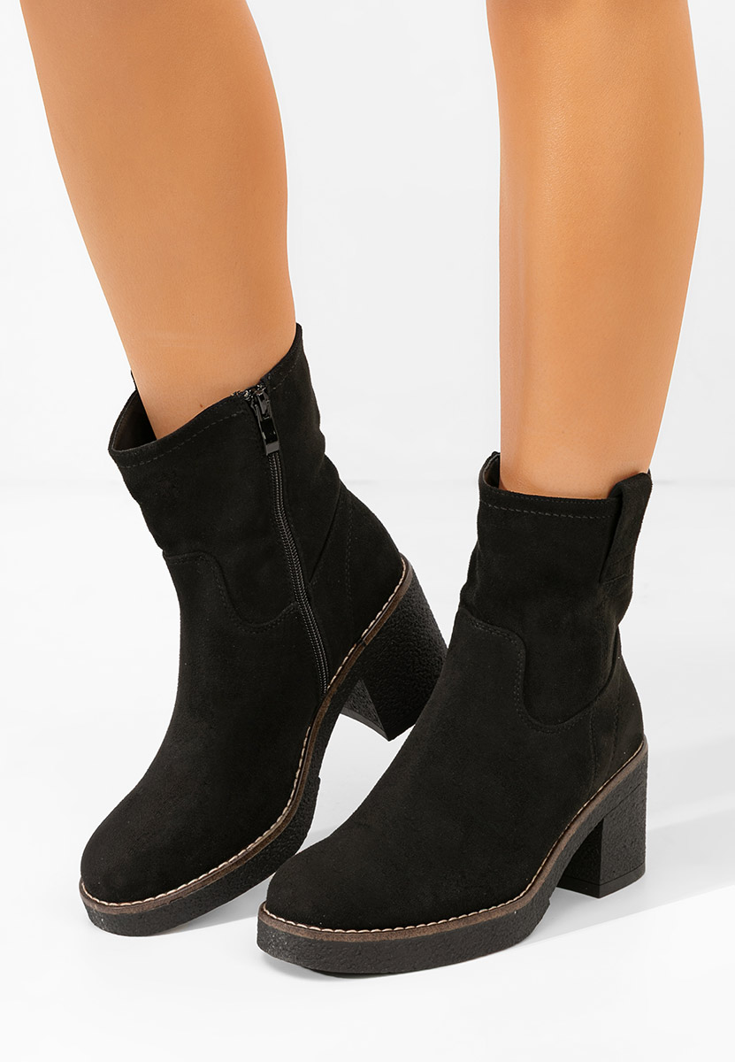 Czarne botki na słupku Livona