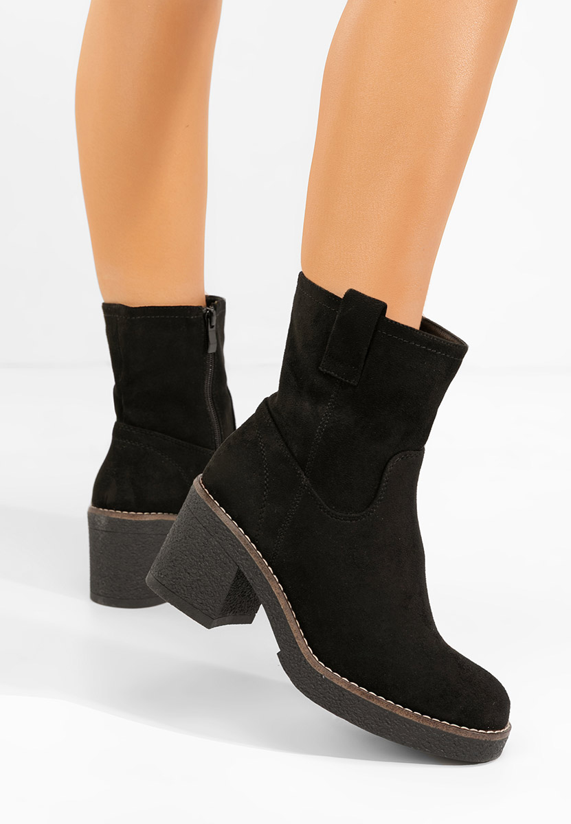 Czarne botki na słupku Livona