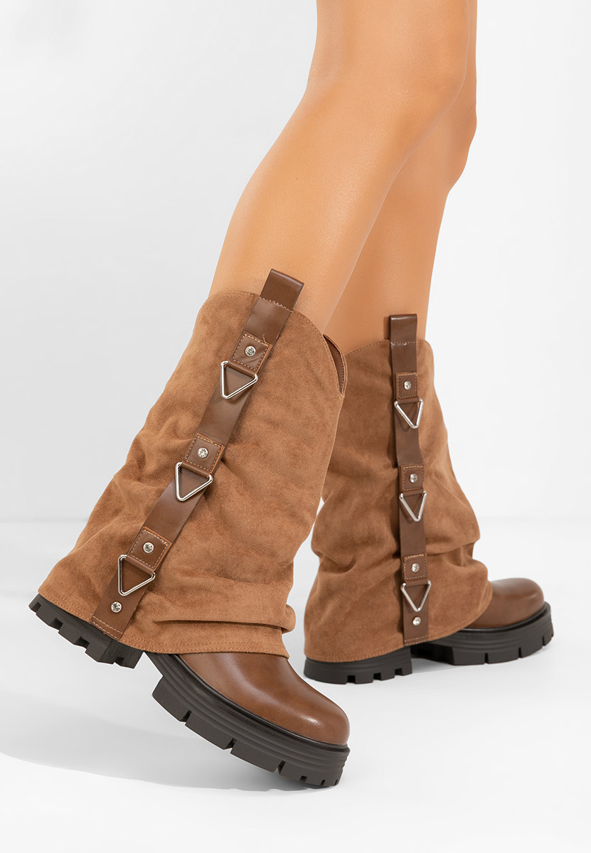Khaki kozaki damskie Velira