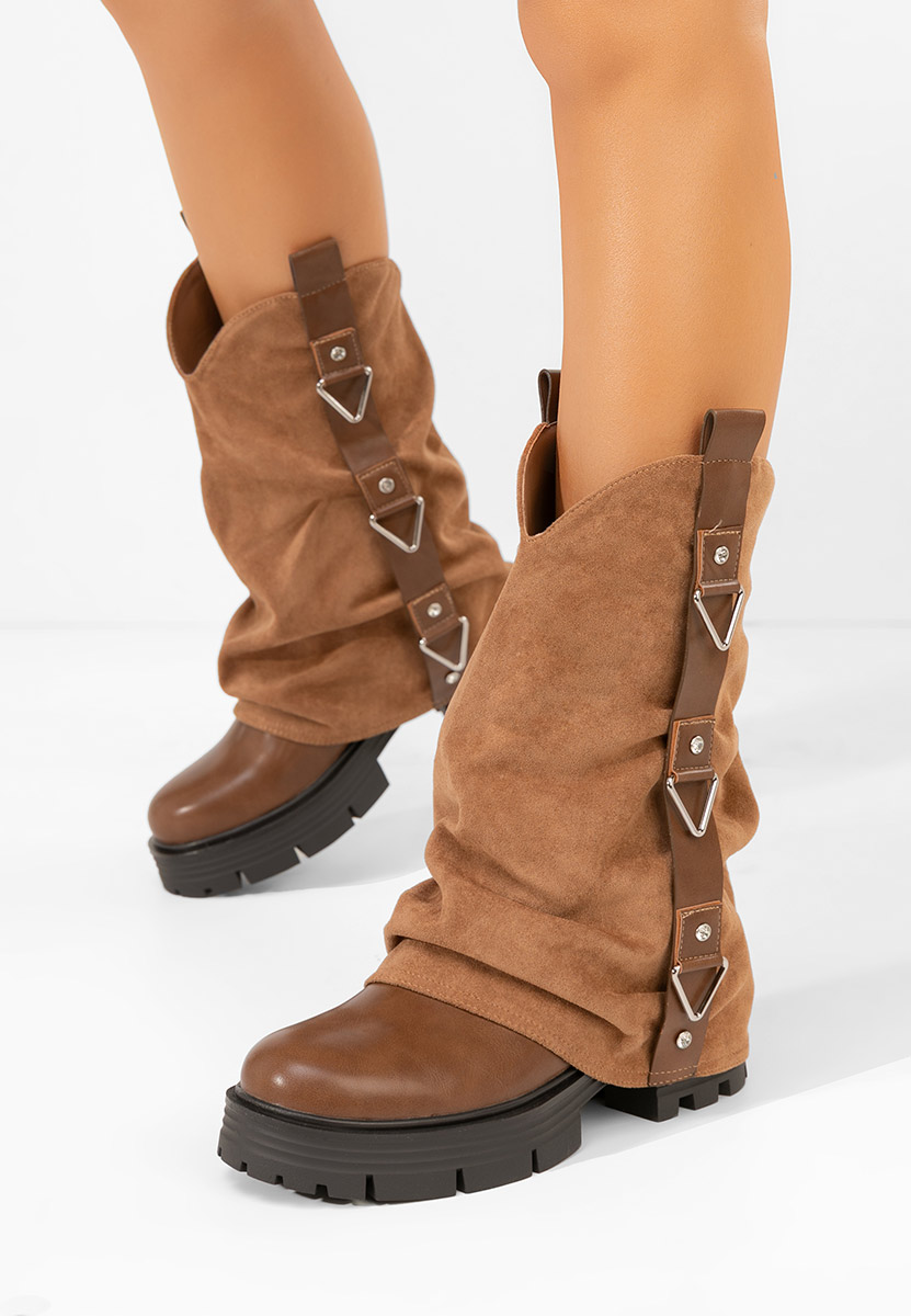 Khaki kozaki damskie Velira