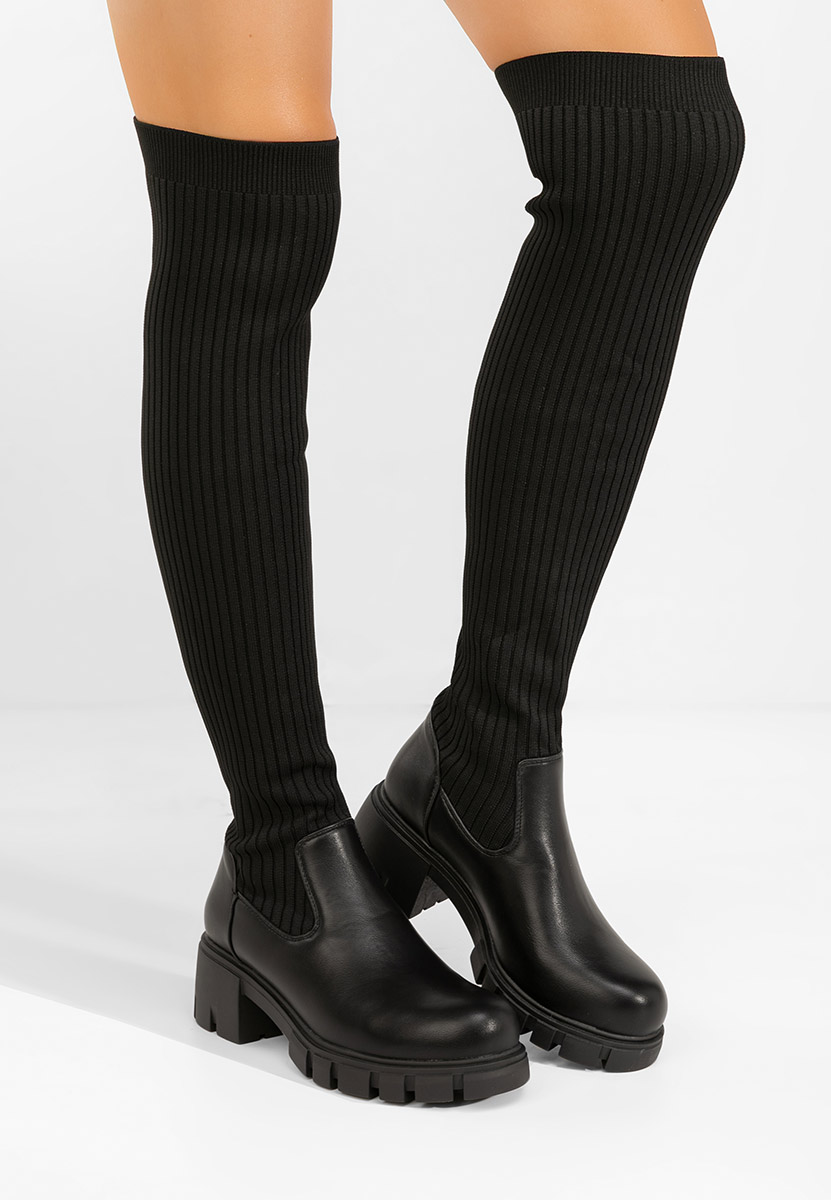 Czarne kozaki z elastyczną cholewką Noriva