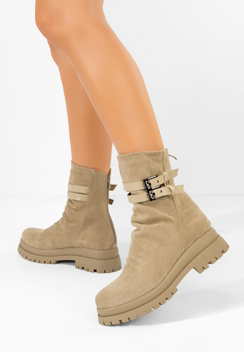 Khaki kozaki damskie Semika