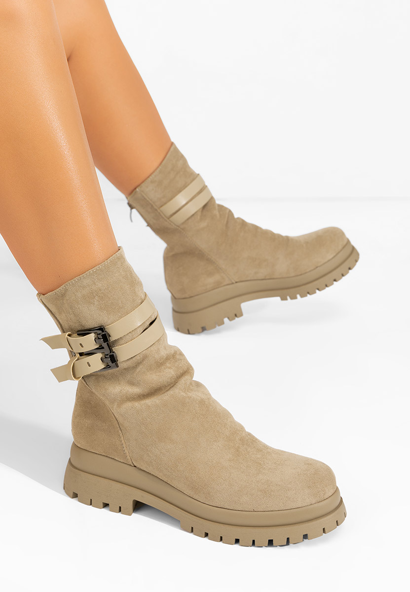 Khaki kozaki damskie Semika