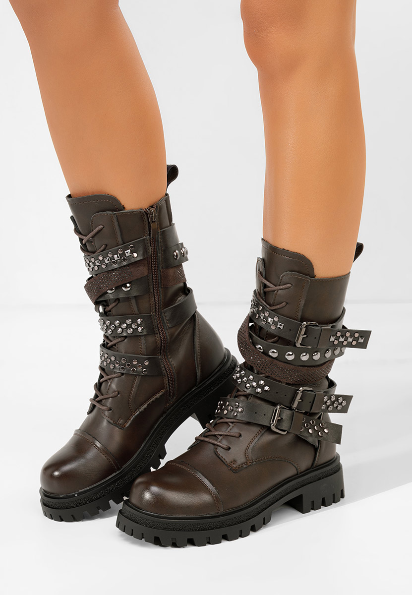 Brązowe kozaki damskie Dominia Brązowe kozaki damskie Dominia