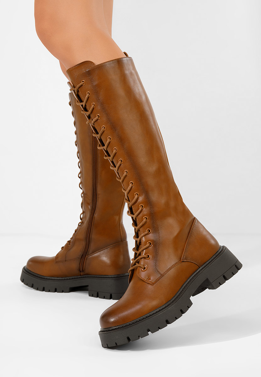 Camelowe kozaki sznurowane Hetie Camelowe kozaki sznurowane Hetie