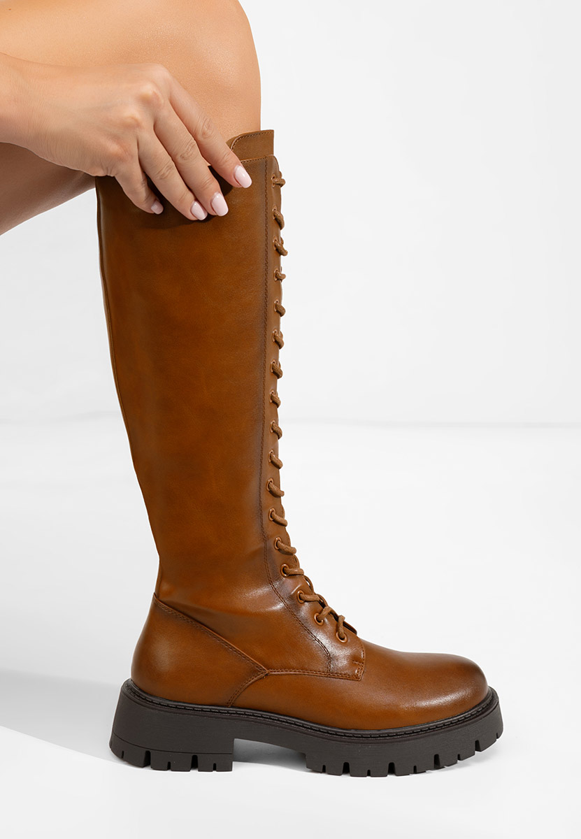 Camelowe kozaki sznurowane Hetie Camelowe kozaki sznurowane Hetie