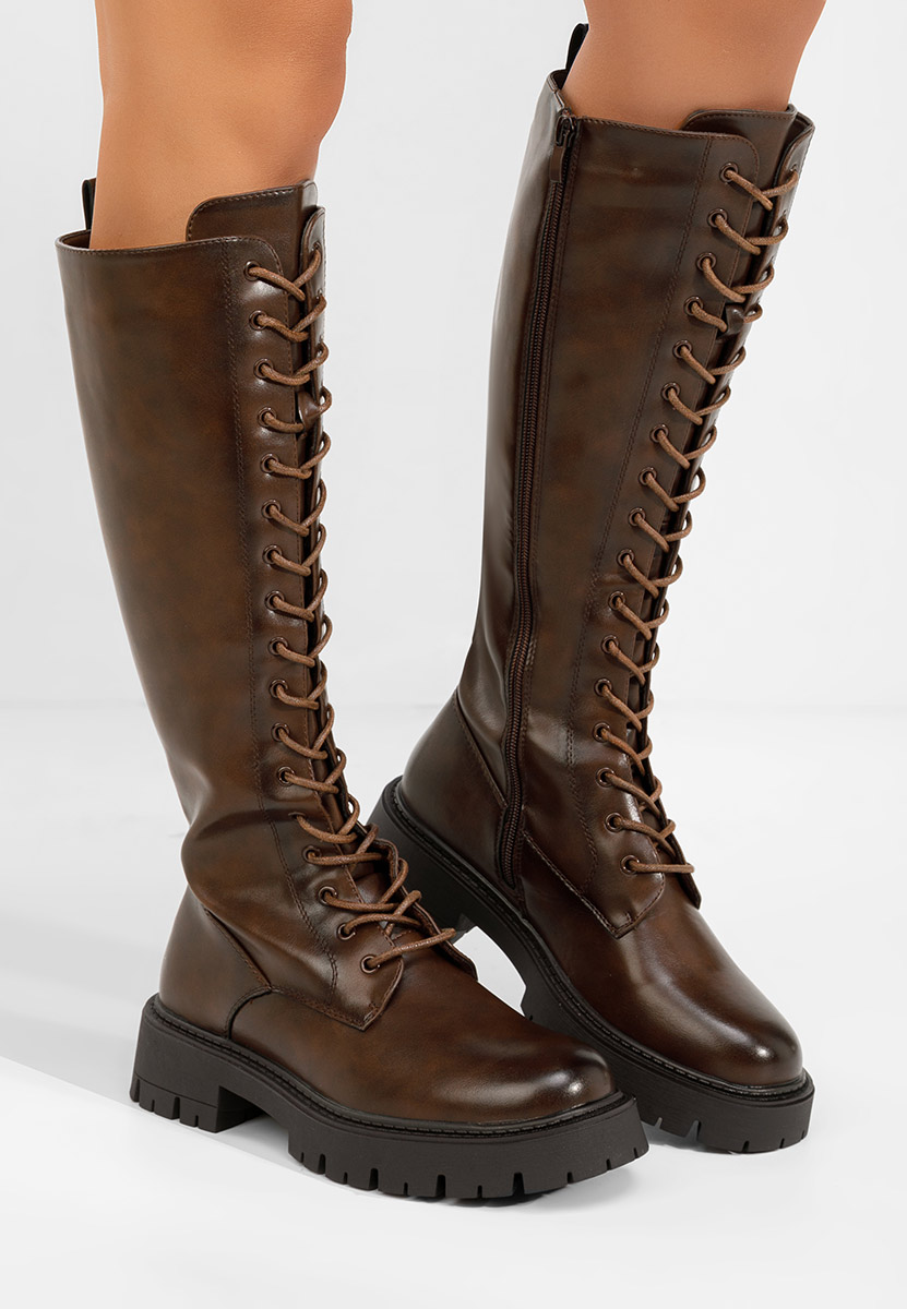 Brązowe kozaki sznurowane Hetie Brązowe kozaki sznurowane Hetie
