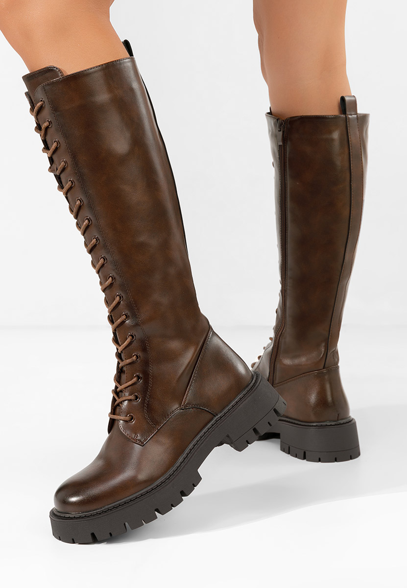 Brązowe kozaki sznurowane Hetie Brązowe kozaki sznurowane Hetie
