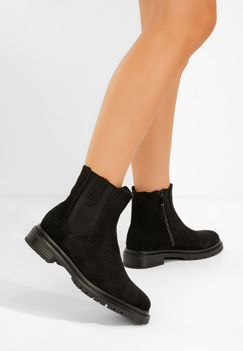Czarne botki płaskie Nevea