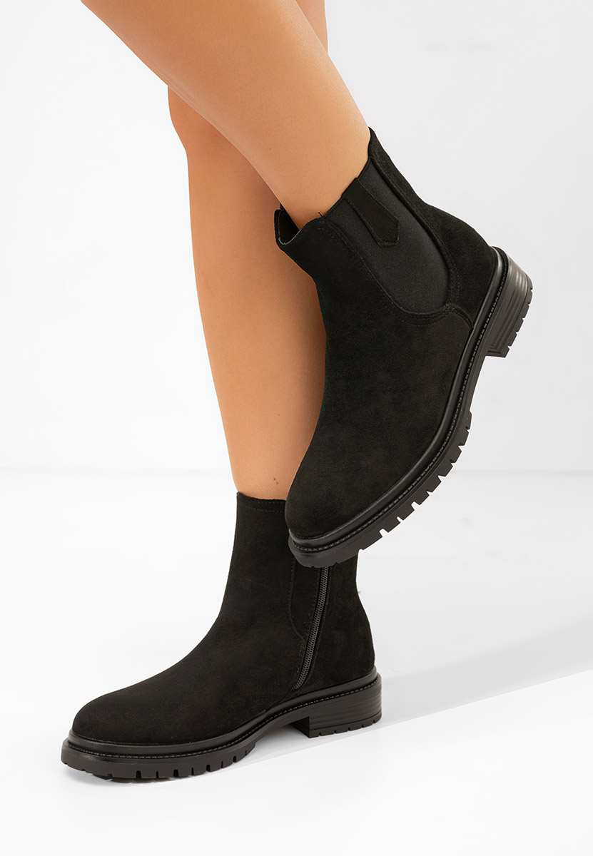 Czarne botki płaskie Nevea