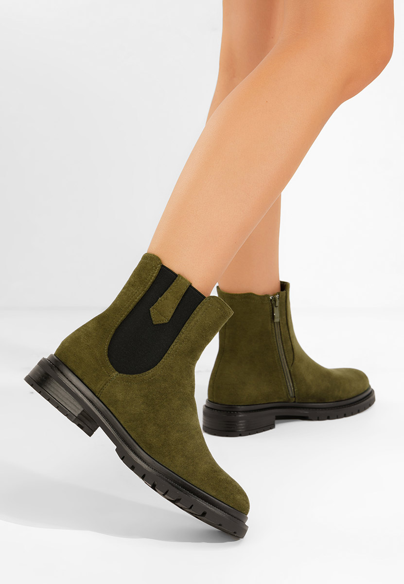 Zielone botki płaskie Nevea