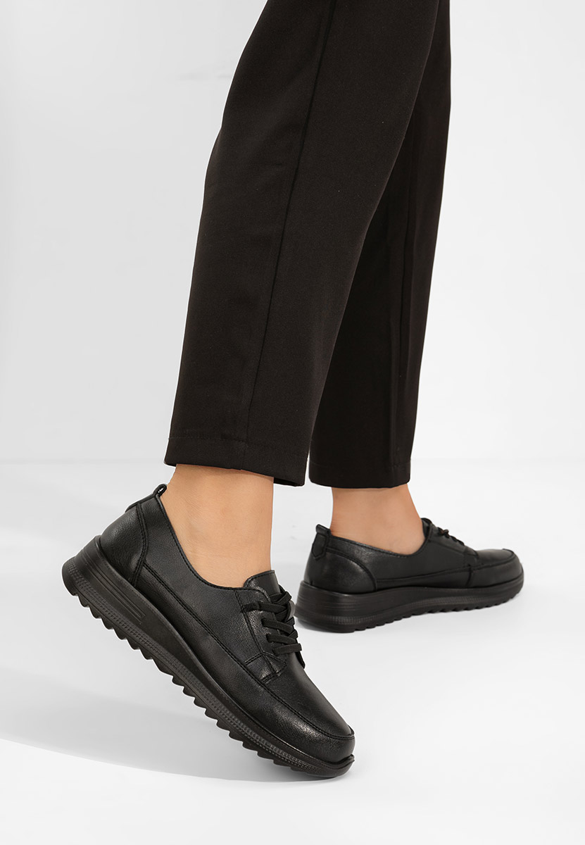 Czarne półbuty damskie Melbaua