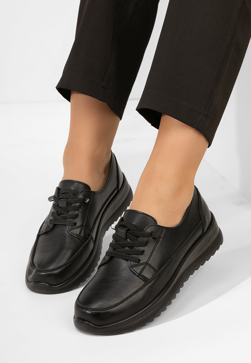 Czarne półbuty damskie Melbaua