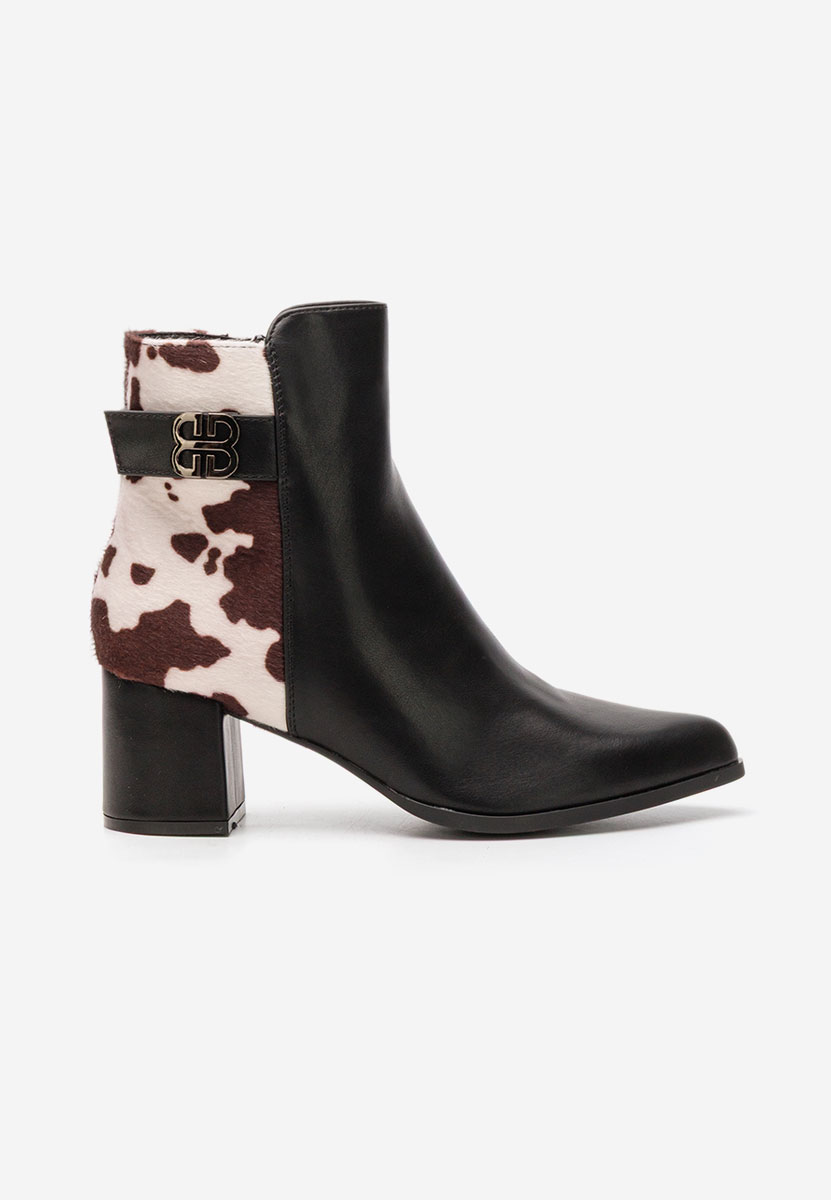 Czarne botki na słupku Marivora