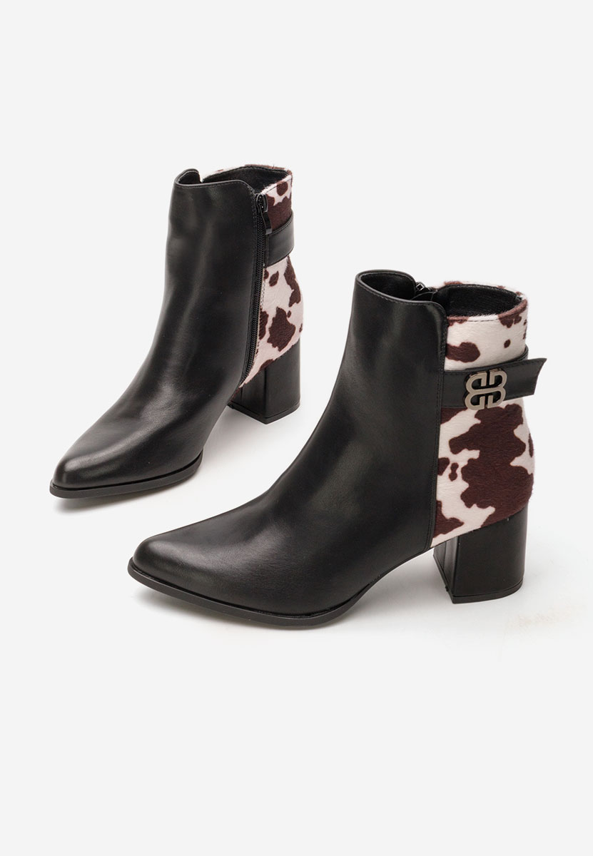 Czarne botki na słupku Marivora