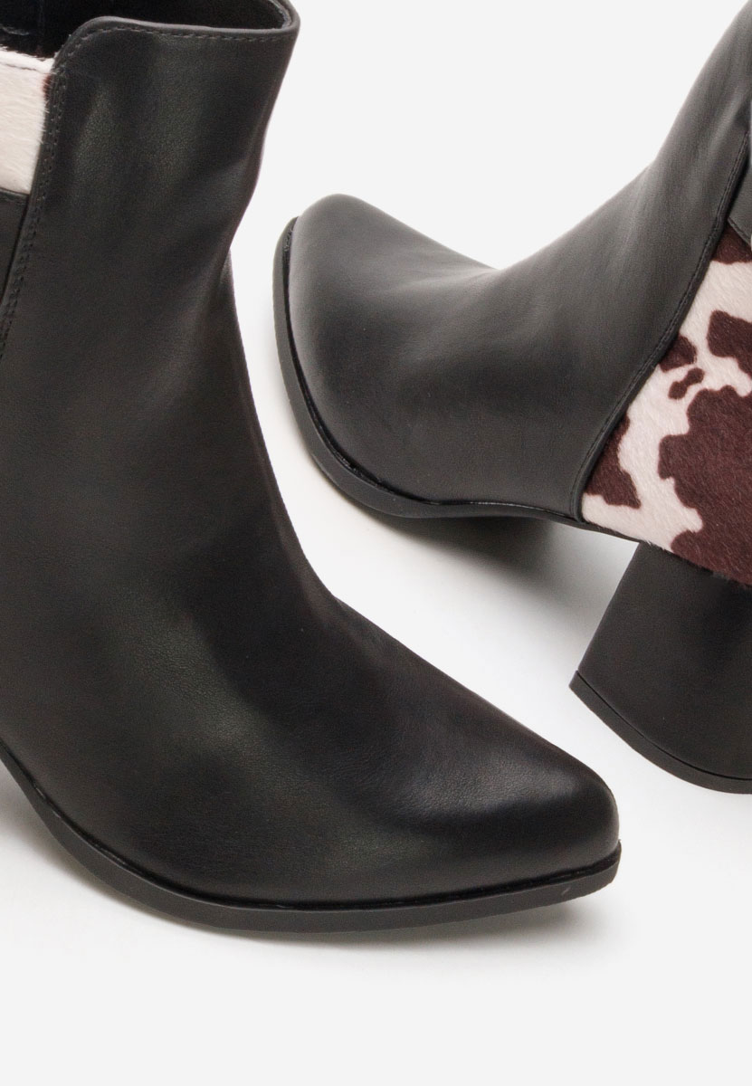 Czarne botki na słupku Marivora