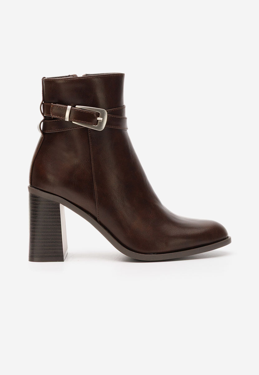Brązowe botki na słupku Reica
