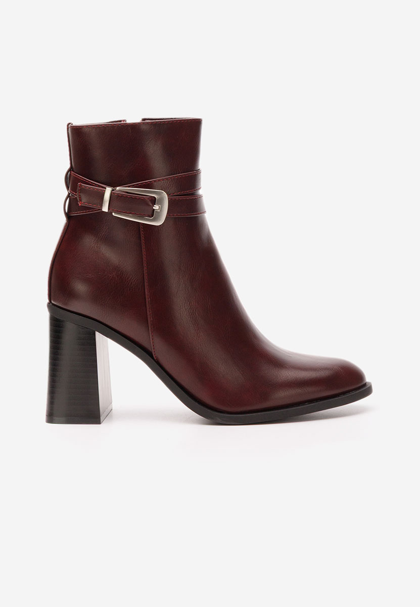 Bordowe botki na słupku Reica