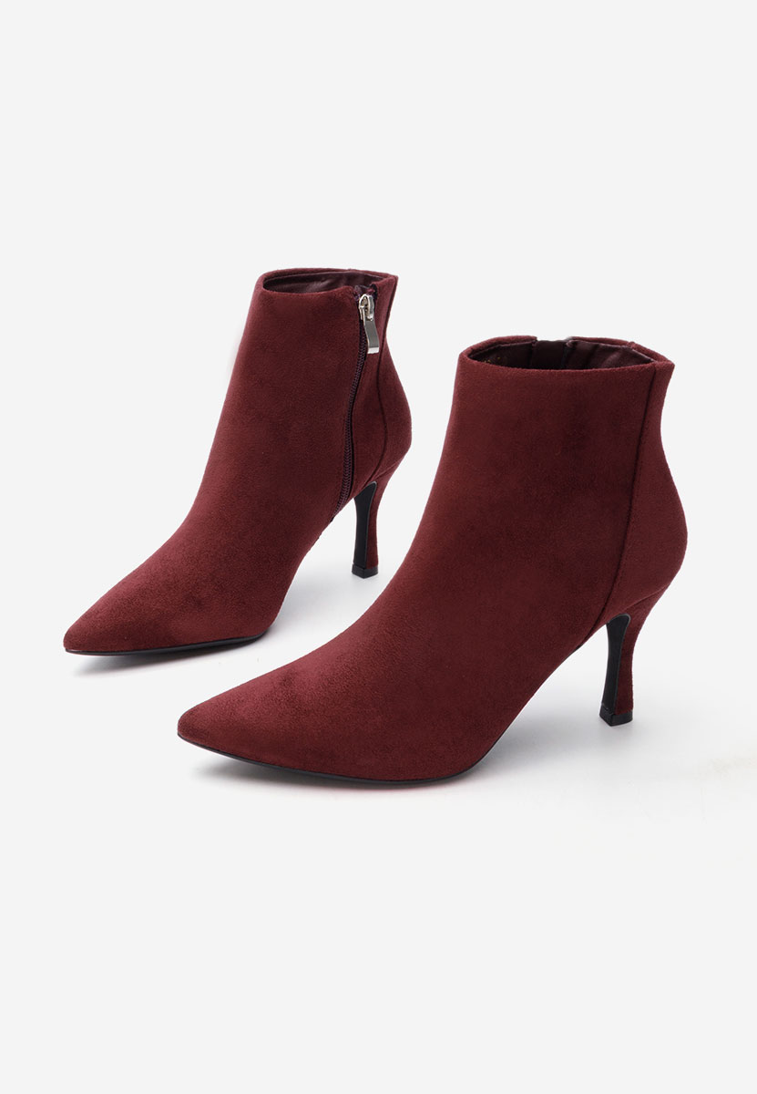 Bordowe botki na szpilce Jinna