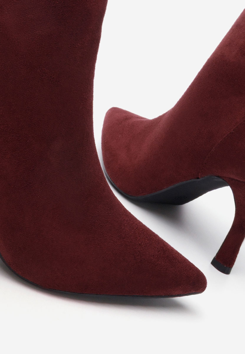 Bordowe botki na szpilce Jinna