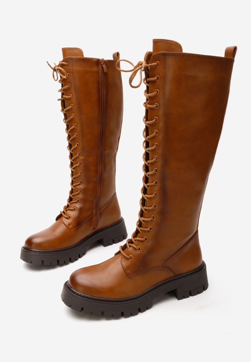 Camelowe kozaki sznurowane Hetie Camelowe kozaki sznurowane Hetie