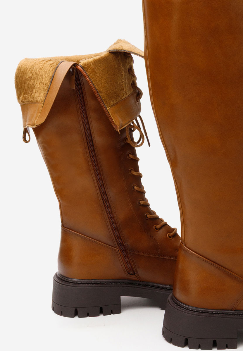 Camelowe kozaki sznurowane Hetie Camelowe kozaki sznurowane Hetie