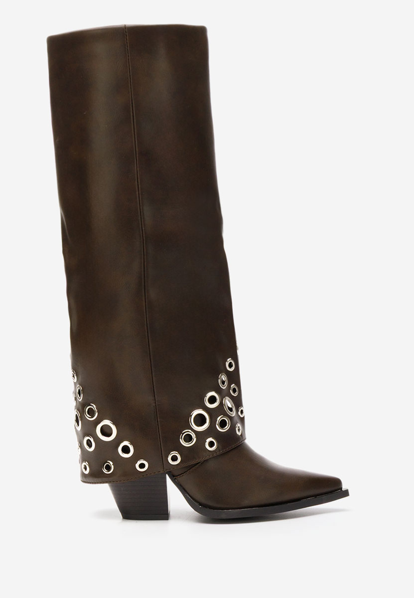 Brązowe kozaki na słupku Tovia