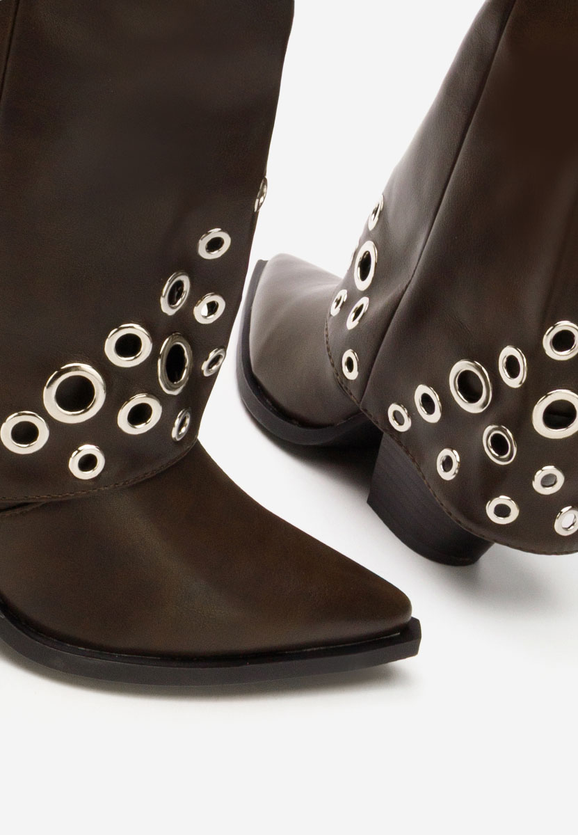 Brązowe kozaki na słupku Tovia