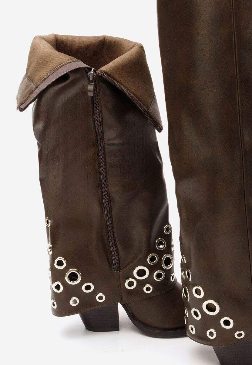 Brązowe kozaki na słupku Tovia