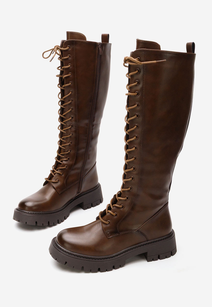 Brązowe kozaki sznurowane Hetie Brązowe kozaki sznurowane Hetie