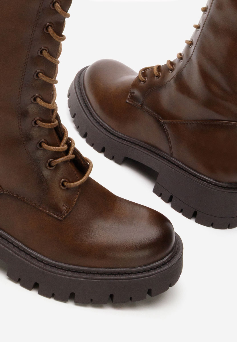 Brązowe kozaki sznurowane Hetie Brązowe kozaki sznurowane Hetie