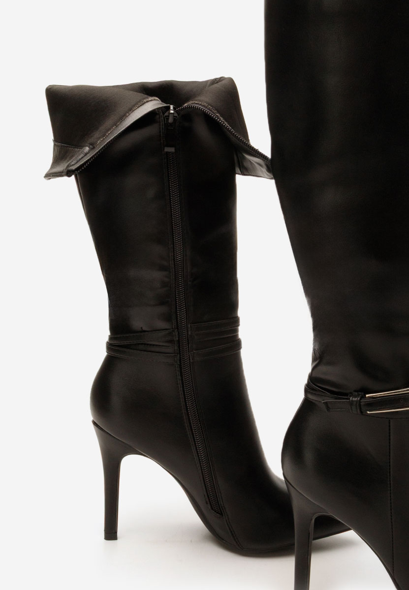 Czarne kozaki na szpilce Nivora