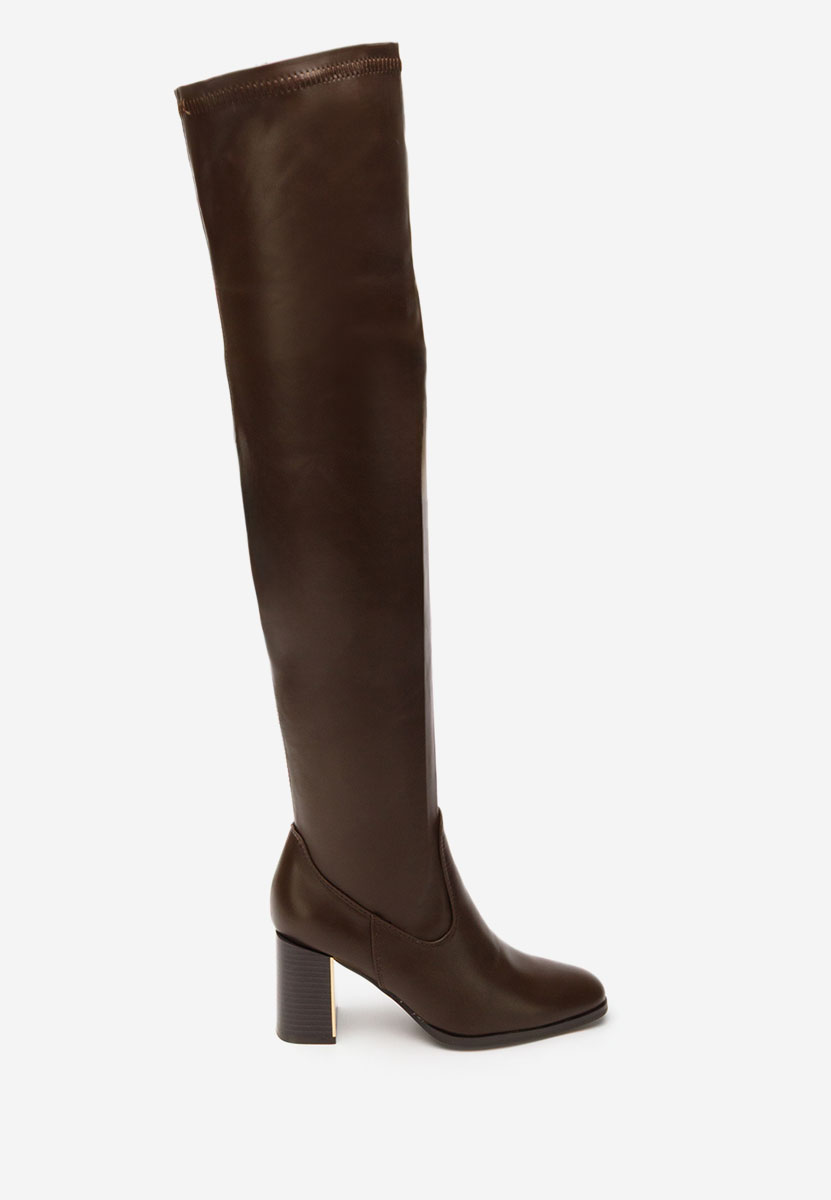 Brązowe długie kozaki za kolano Jeanne