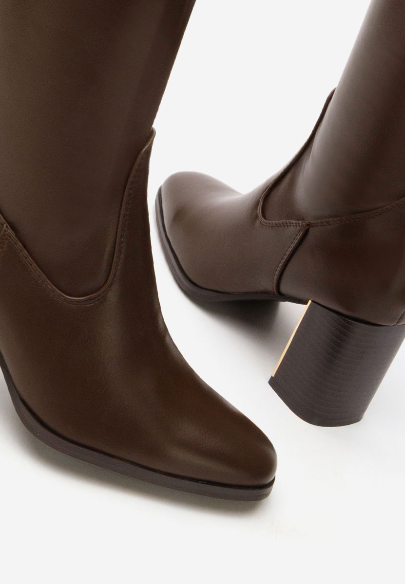 Brązowe długie kozaki za kolano Jeanne