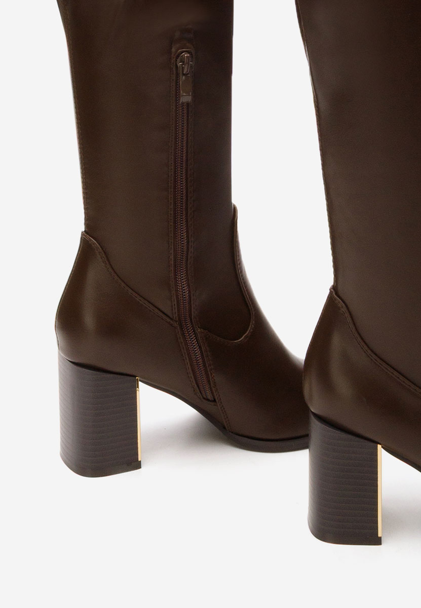 Brązowe długie kozaki za kolano Jeanne