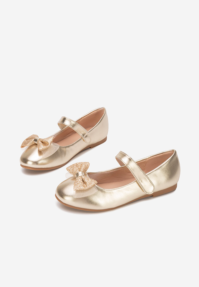 Złote półbuty dziewczęce Harvana