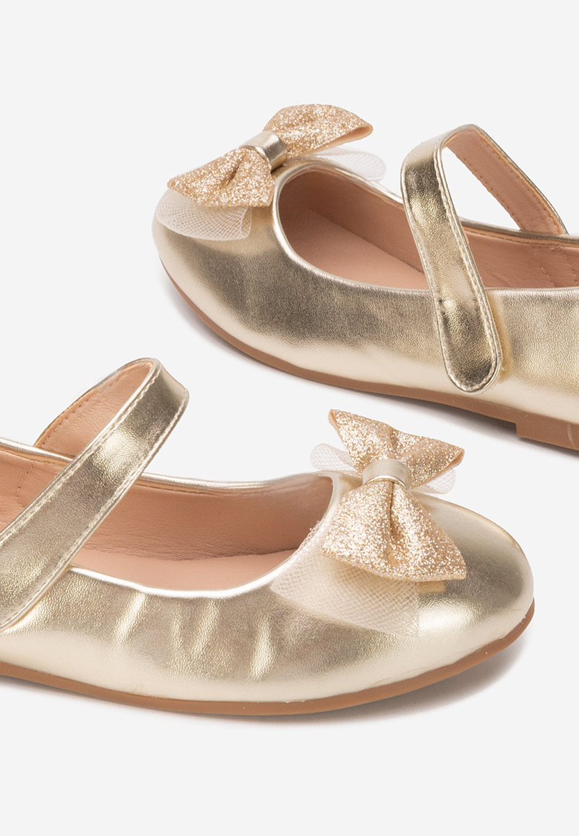 Złote półbuty dziewczęce Harvana