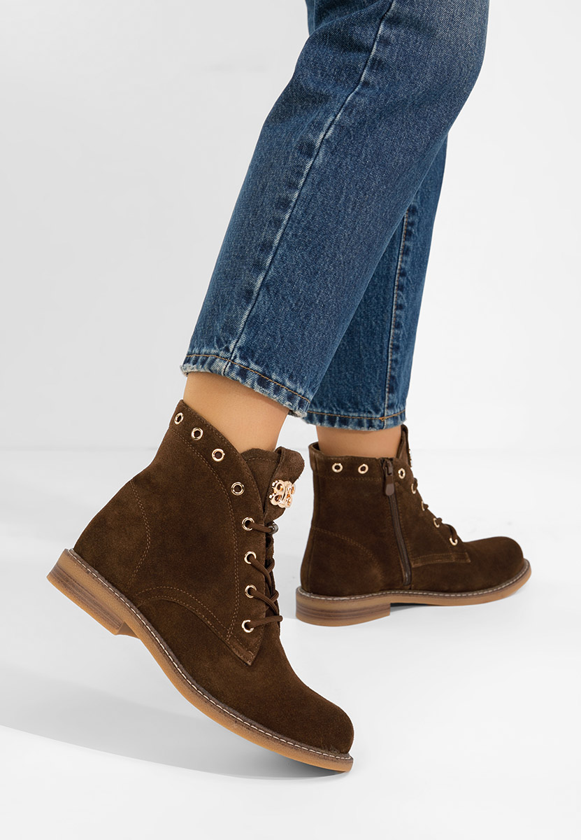 Brązowe botki damskie skórzane Farelia Brązowe botki damskie skórzane Farelia