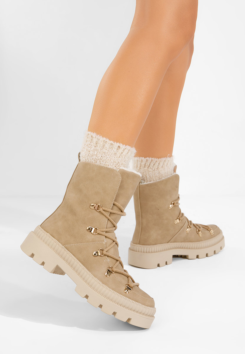 Khaki botki damskie ocieplane Solira Khaki botki damskie ocieplane Solira