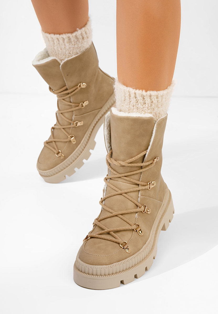 Khaki botki damskie ocieplane Solira Khaki botki damskie ocieplane Solira