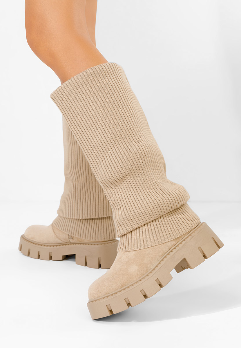 Beżowe kozaki damskie Michelina