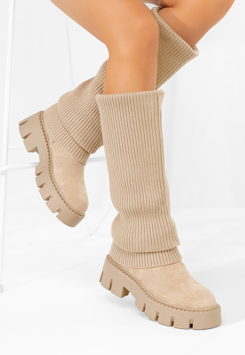 Beżowe kozaki damskie Michelina