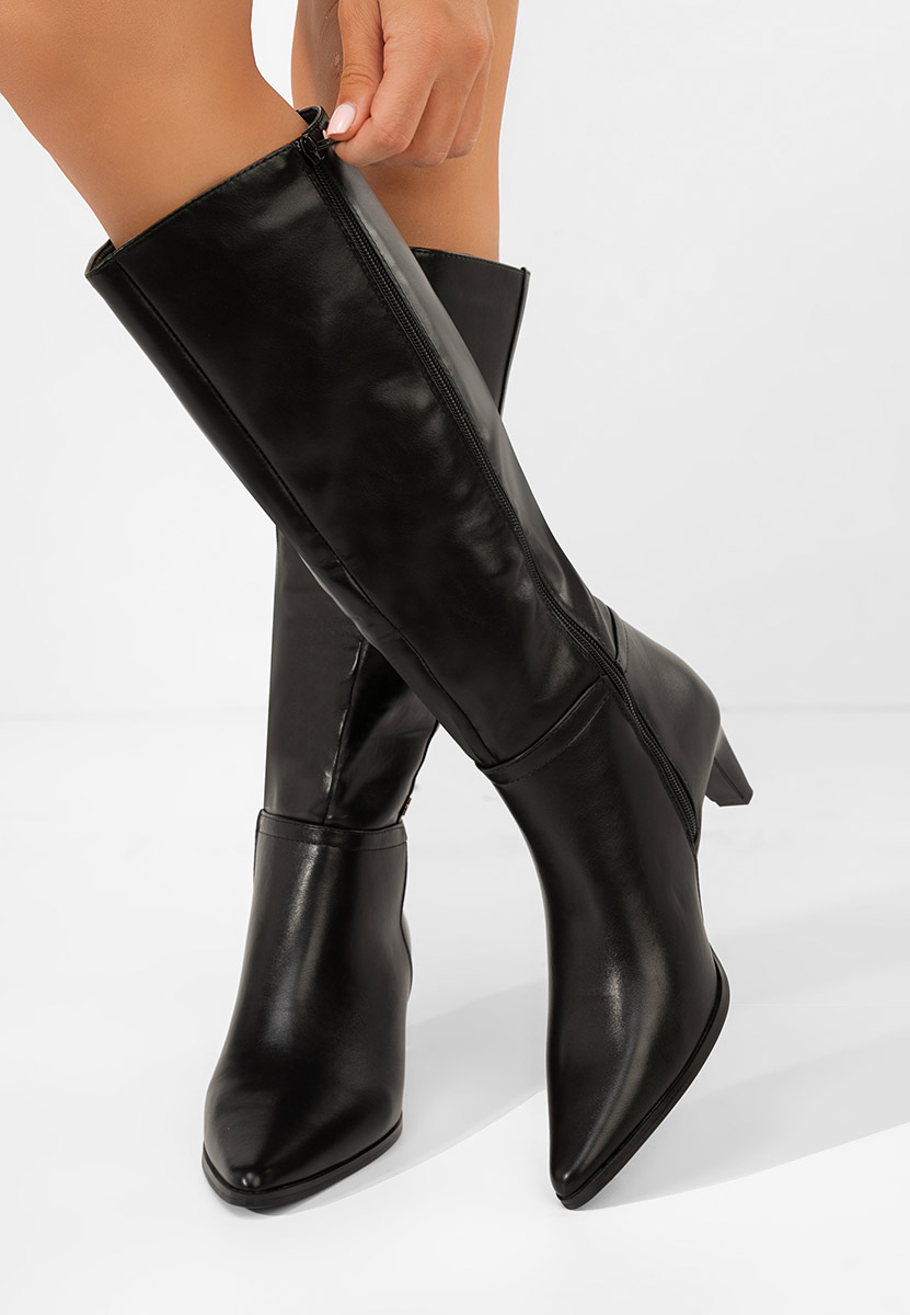 Czarne kozaki na obcasie Clorina