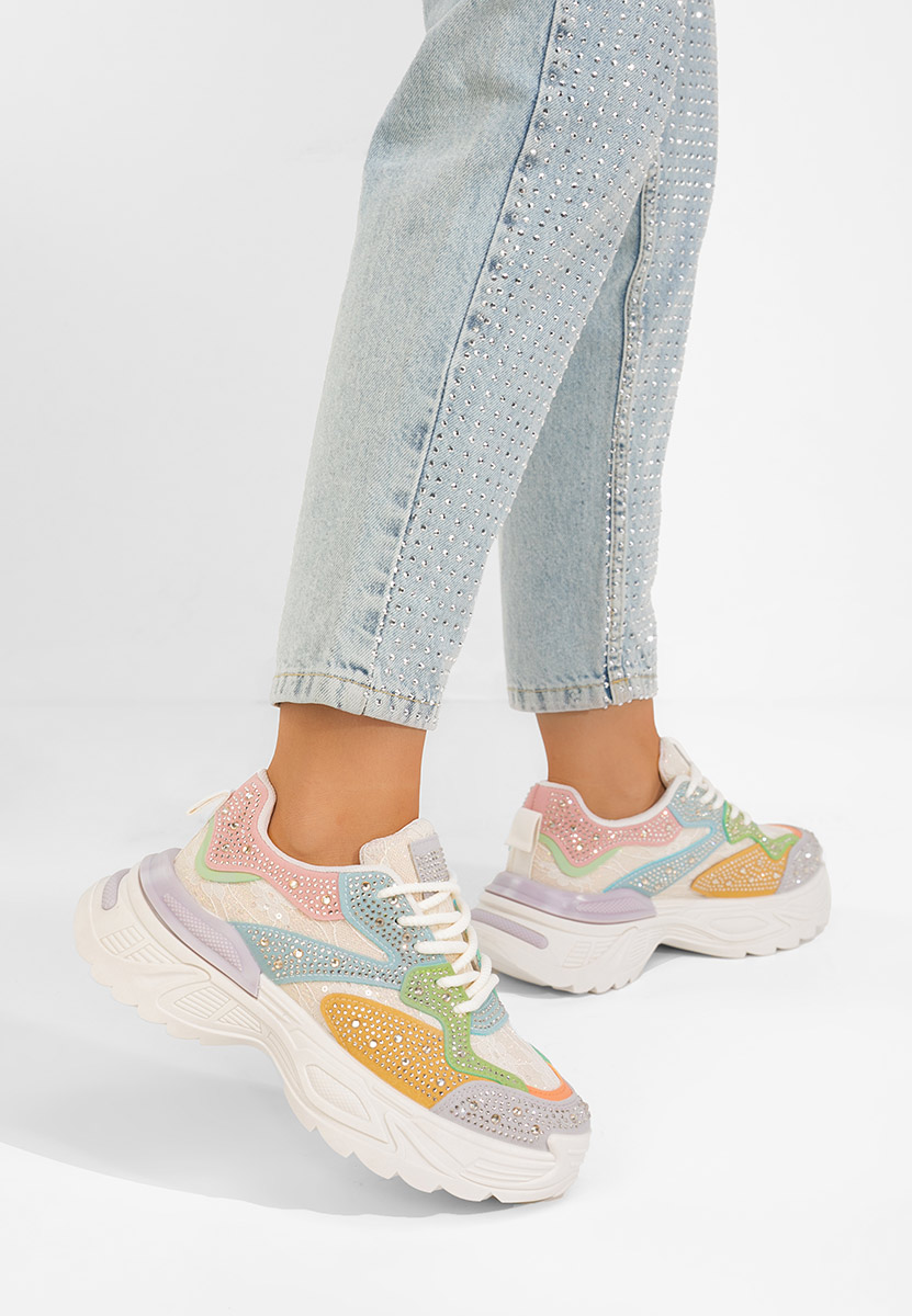 Wielokolorowy sneakersy na koturnie Elaris