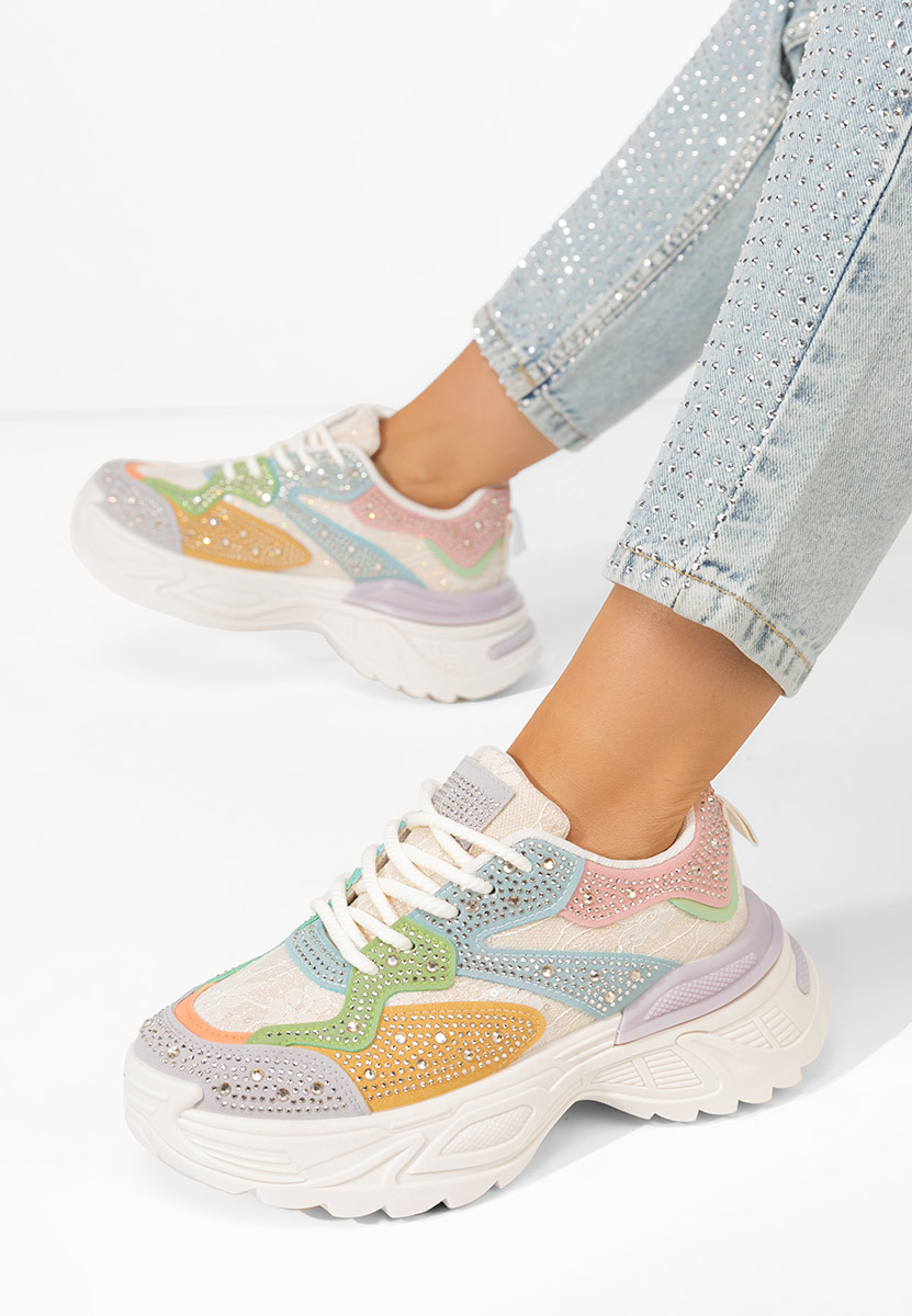 Wielokolorowy sneakersy na koturnie Elaris