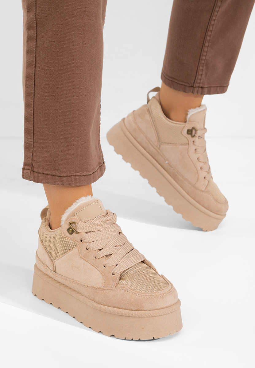 Khaki sneakersy na platformie Isariel